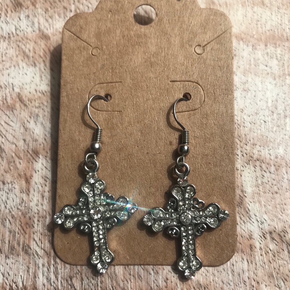 Sterling Silver Cross Earring